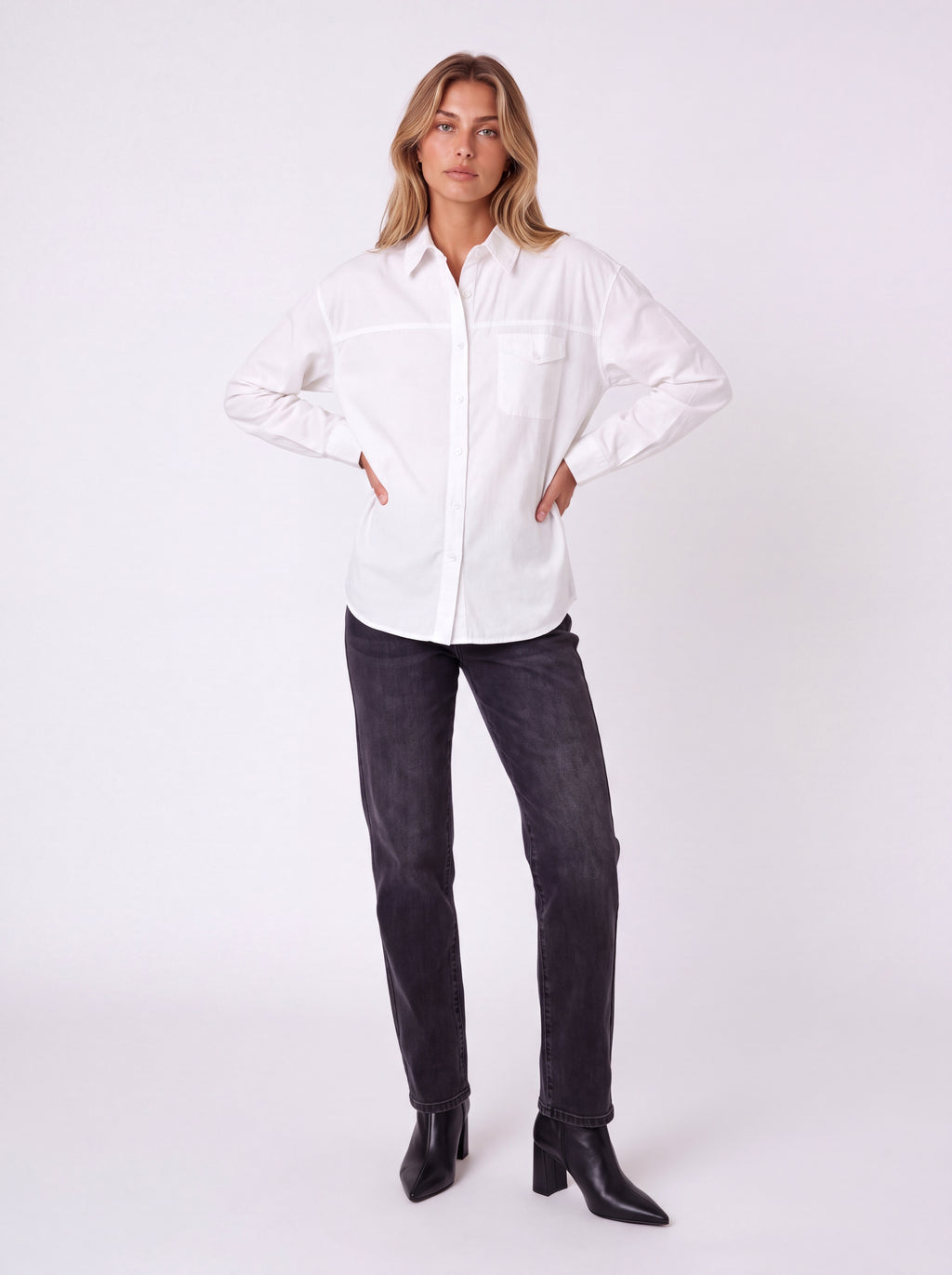 OVERSIZED BUTTON-FRONT LONG SLEEVE SHIRT