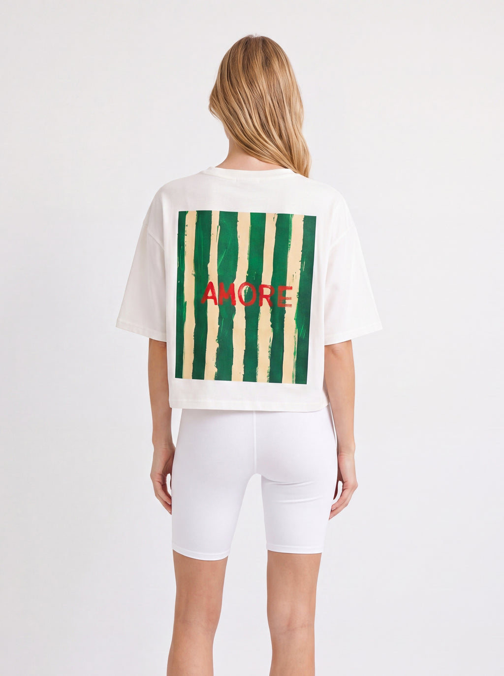 AMORE GRAPHIC CROPPED OVERSIZED T-SHIRT WHITE