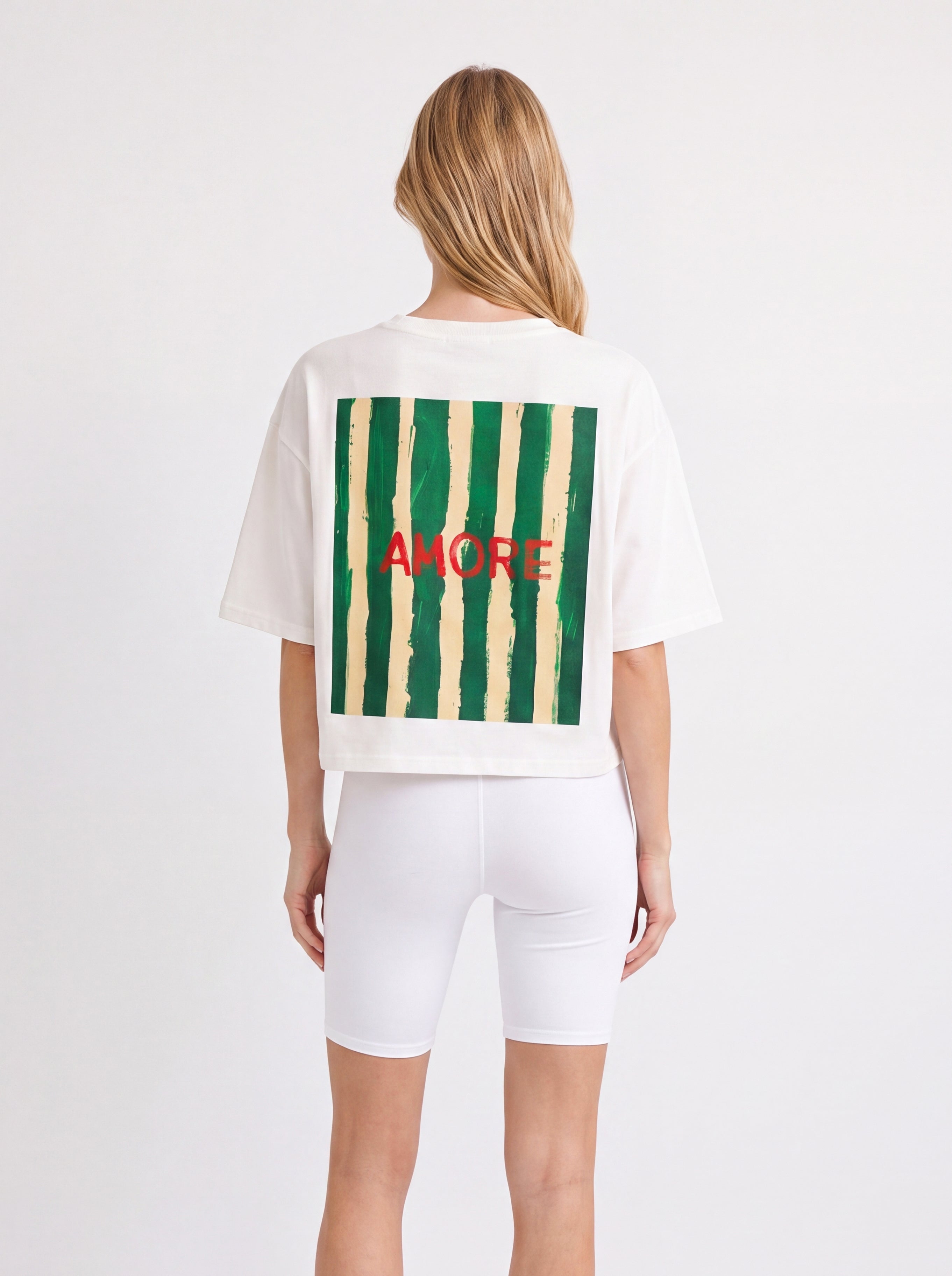 AMORE GRAPHIC CROPPED OVERSIZED T-SHIRT WHITE