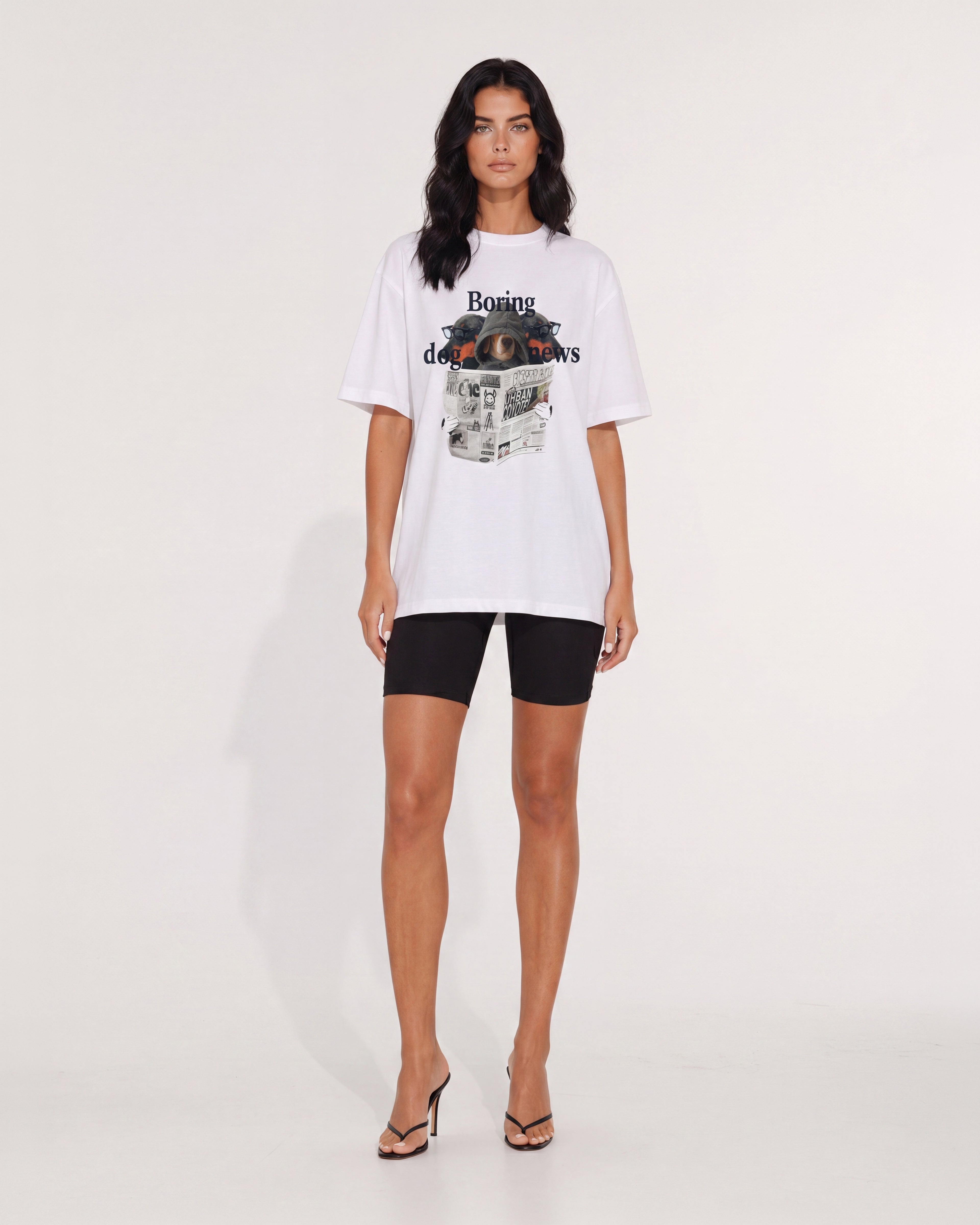 BORING DOG NEWS OVERSIZED T-SHIRT BLACK