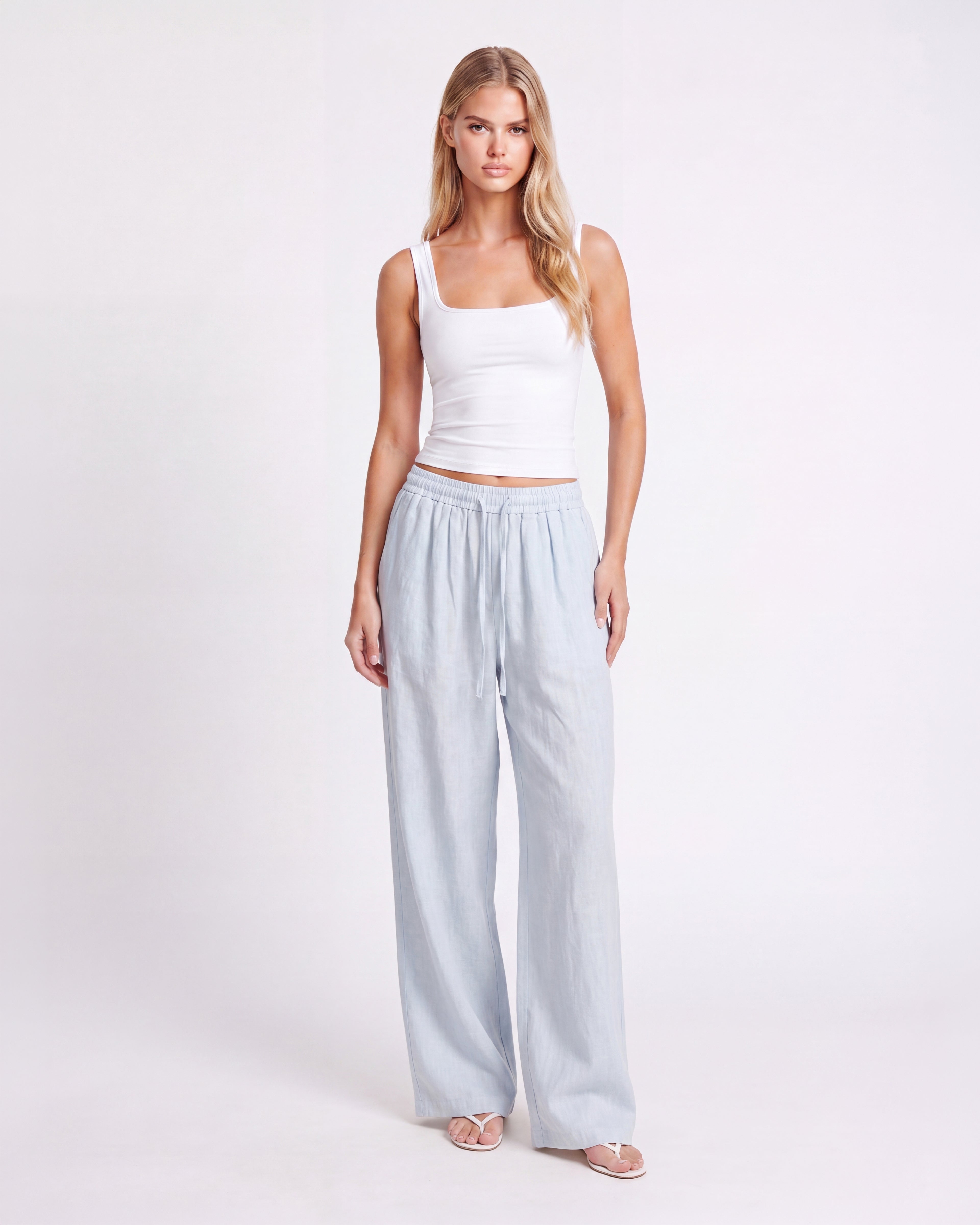 LINEN WIDE LEG PANTS