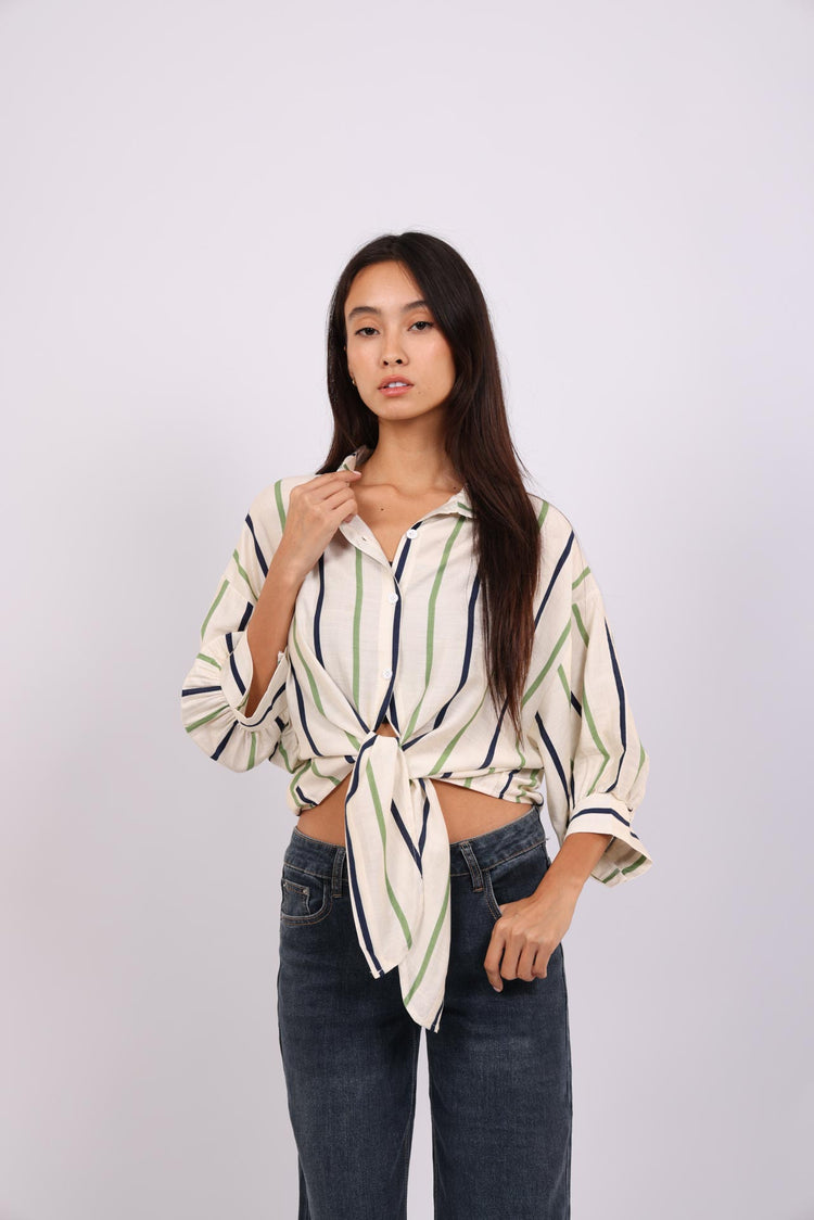 STRIPE TIE BLOUSE