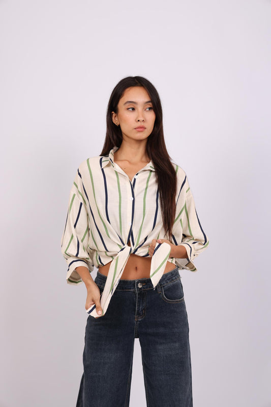 STRIPE TIE BLOUSE