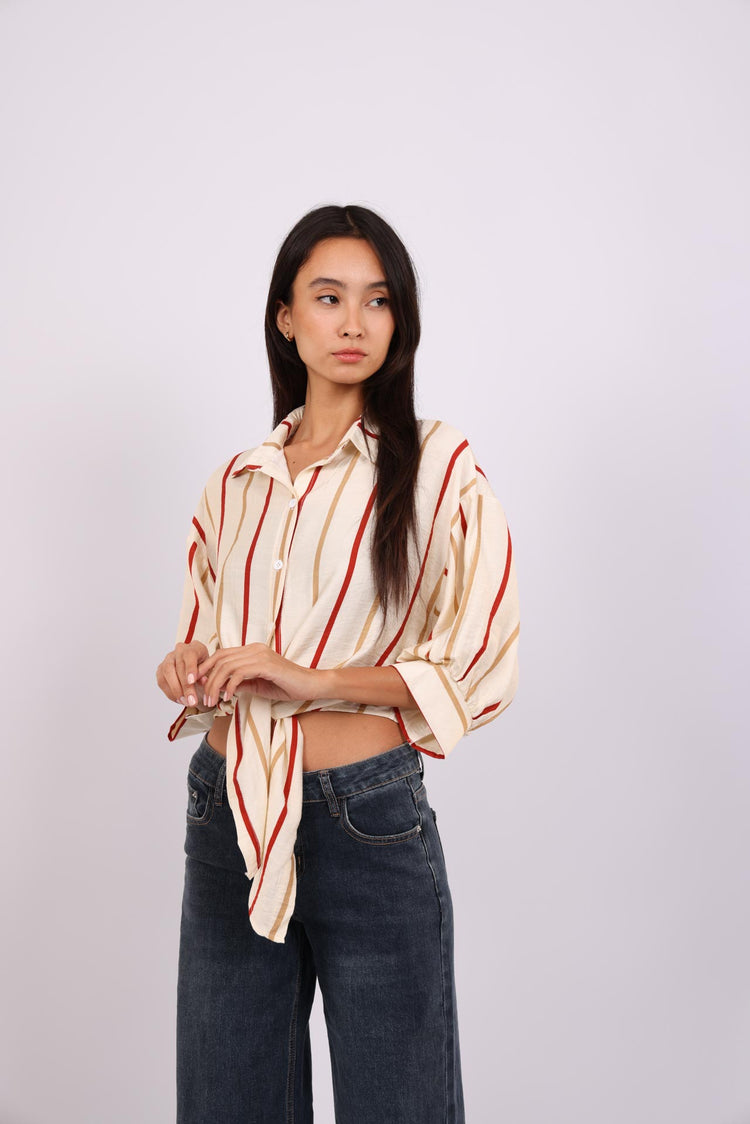 STRIPE TIE BLOUSE