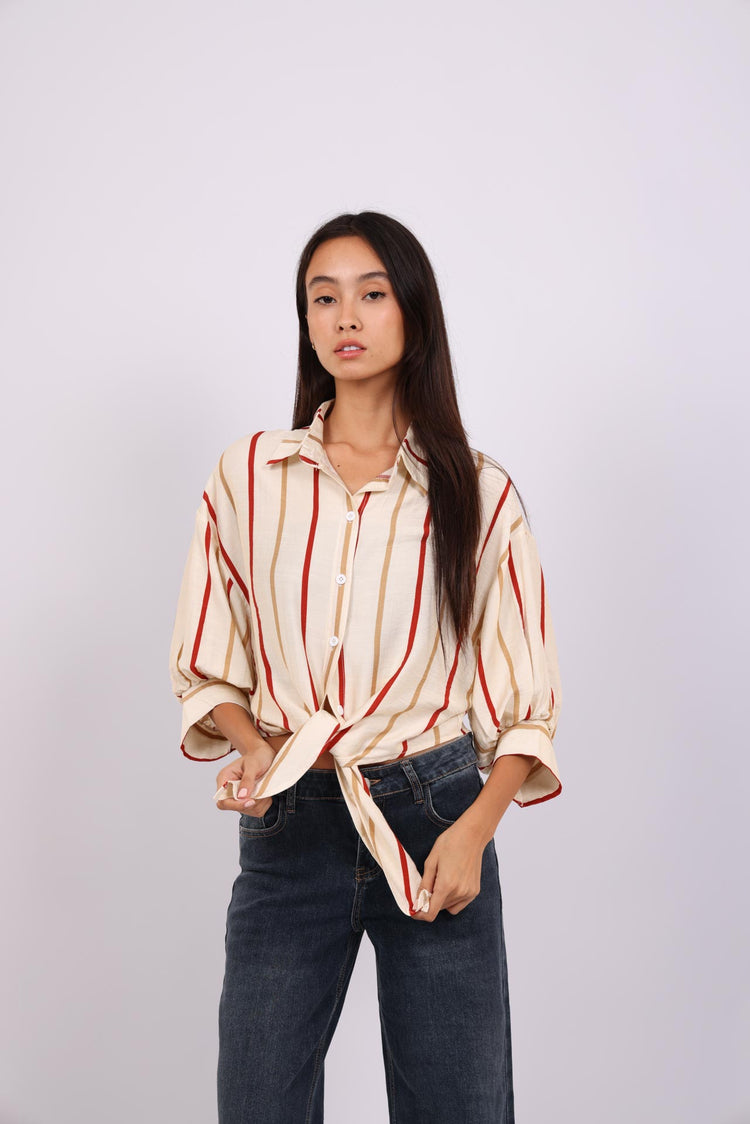 STRIPE TIE BLOUSE