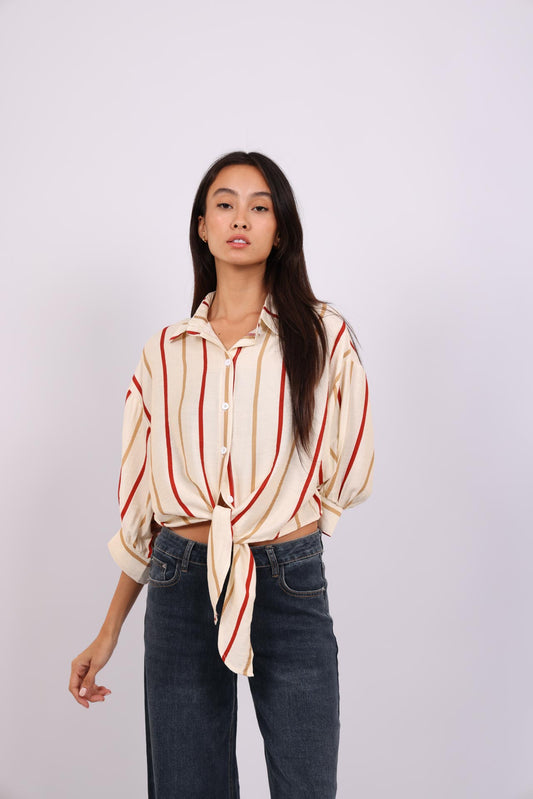 STRIPE TIE BLOUSE