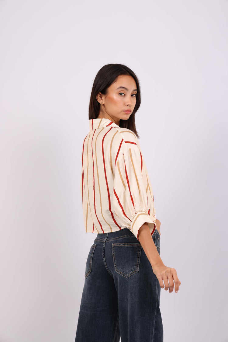 STRIPE TIE BLOUSE