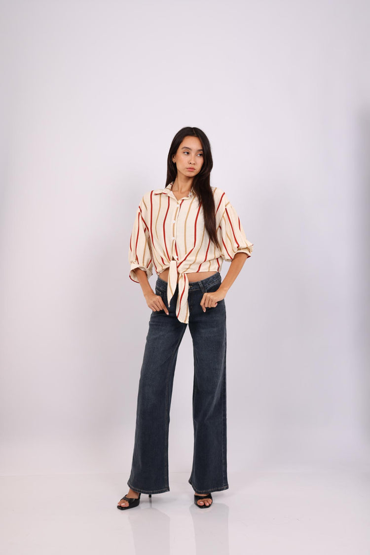STRIPE TIE BLOUSE