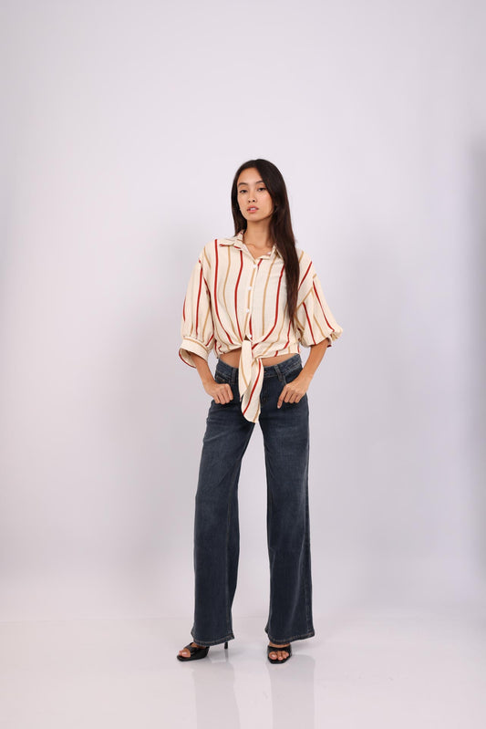 STRIPE TIE BLOUSE