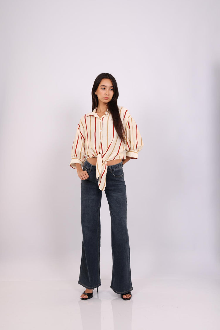 STRIPE TIE BLOUSE