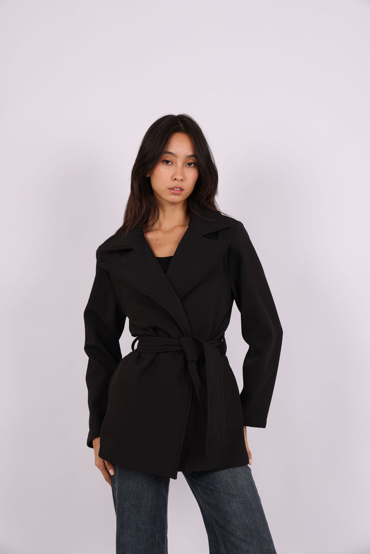 BELTED TRENCH-STYLE JACKET