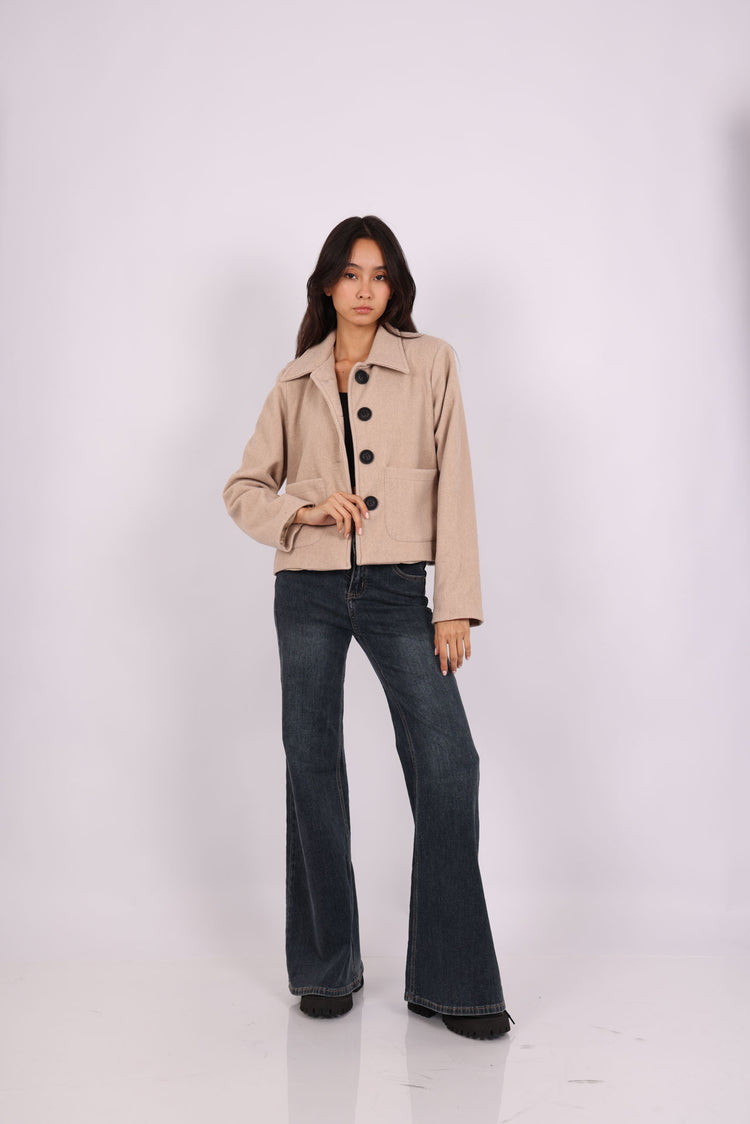 CROPPED WOOL BUTTON-UP JACKET