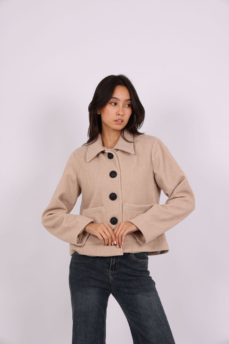 CROPPED WOOL BUTTON-UP JACKET