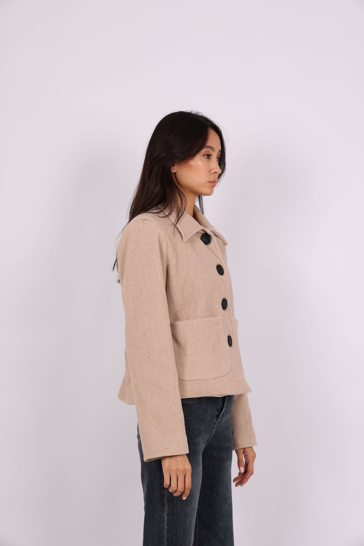 CROPPED WOOL BUTTON-UP JACKET