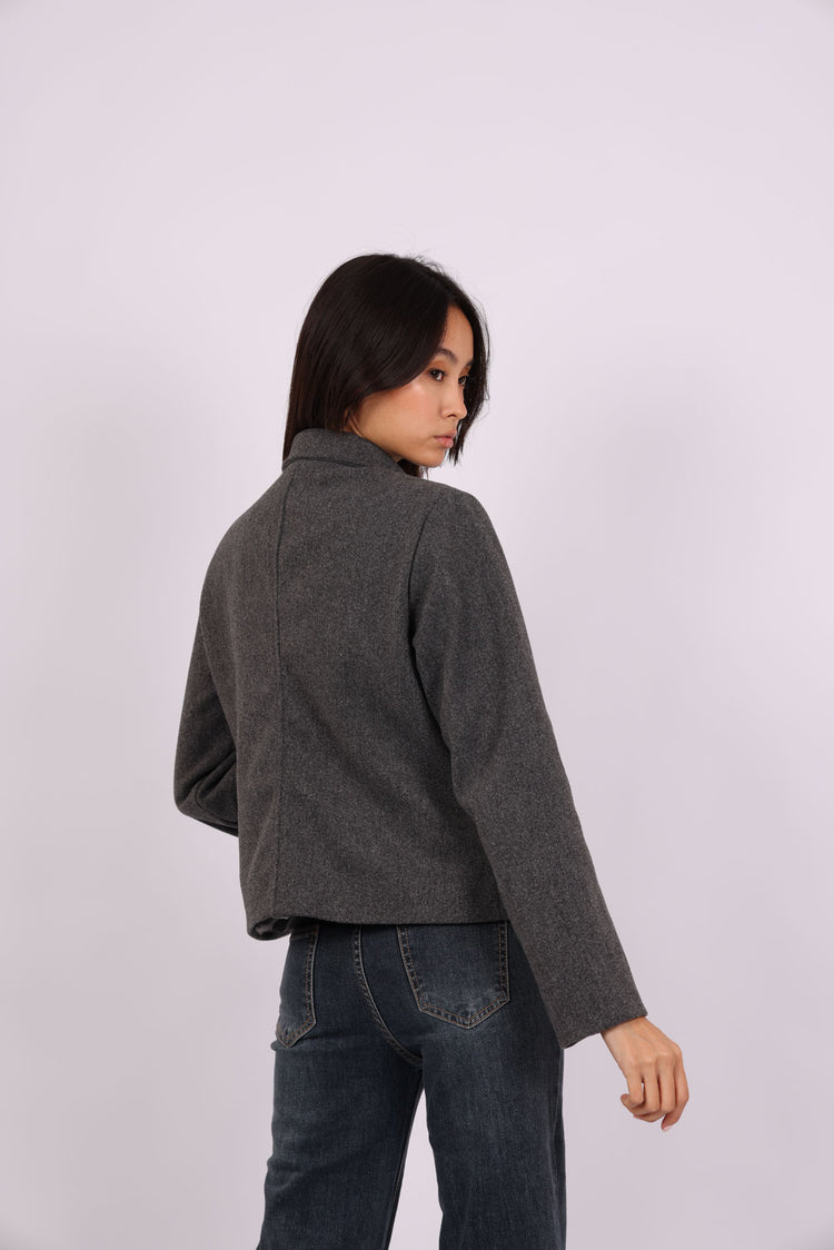 CROPPED WOOL BUTTON-UP JACKET