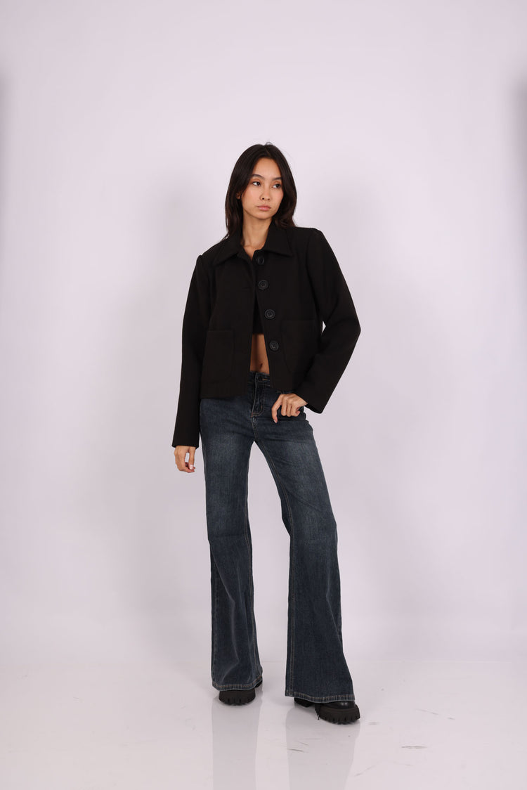 CROPPED WOOL BUTTON-UP JACKET