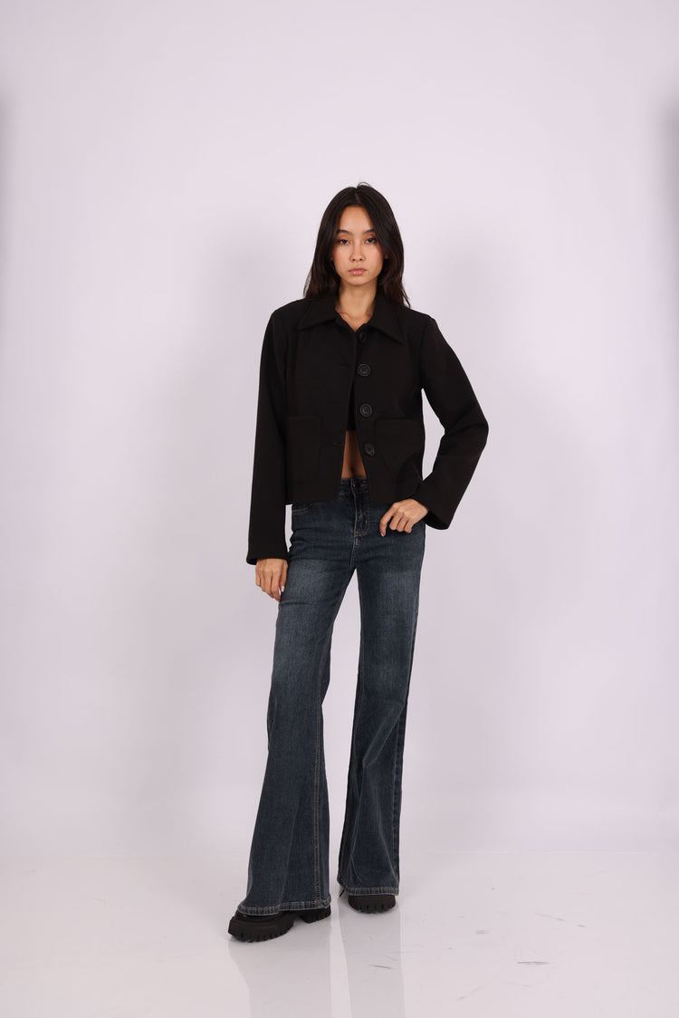 CROPPED WOOL BUTTON-UP JACKET