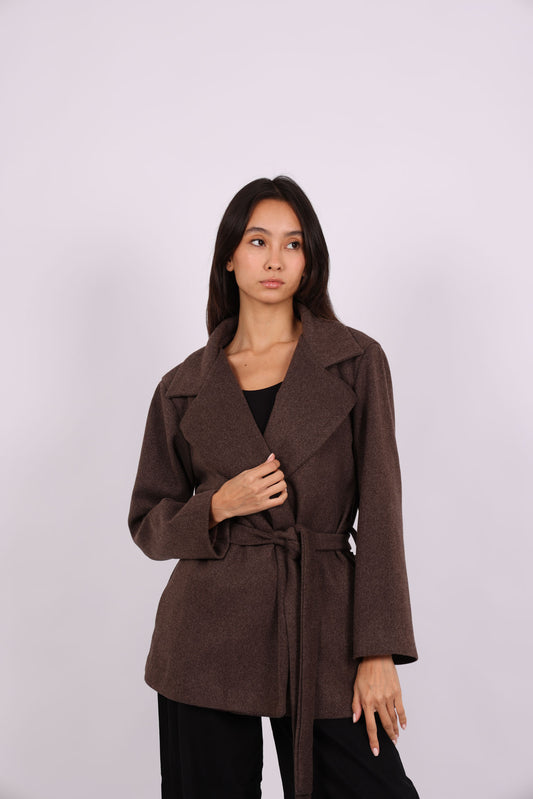 BELTED WOOL-BLEND JACKET