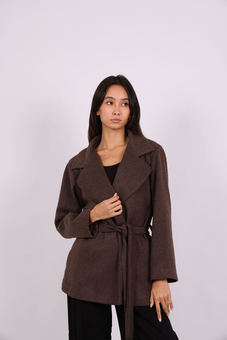 BELTED WOOL-BLEND JACKET