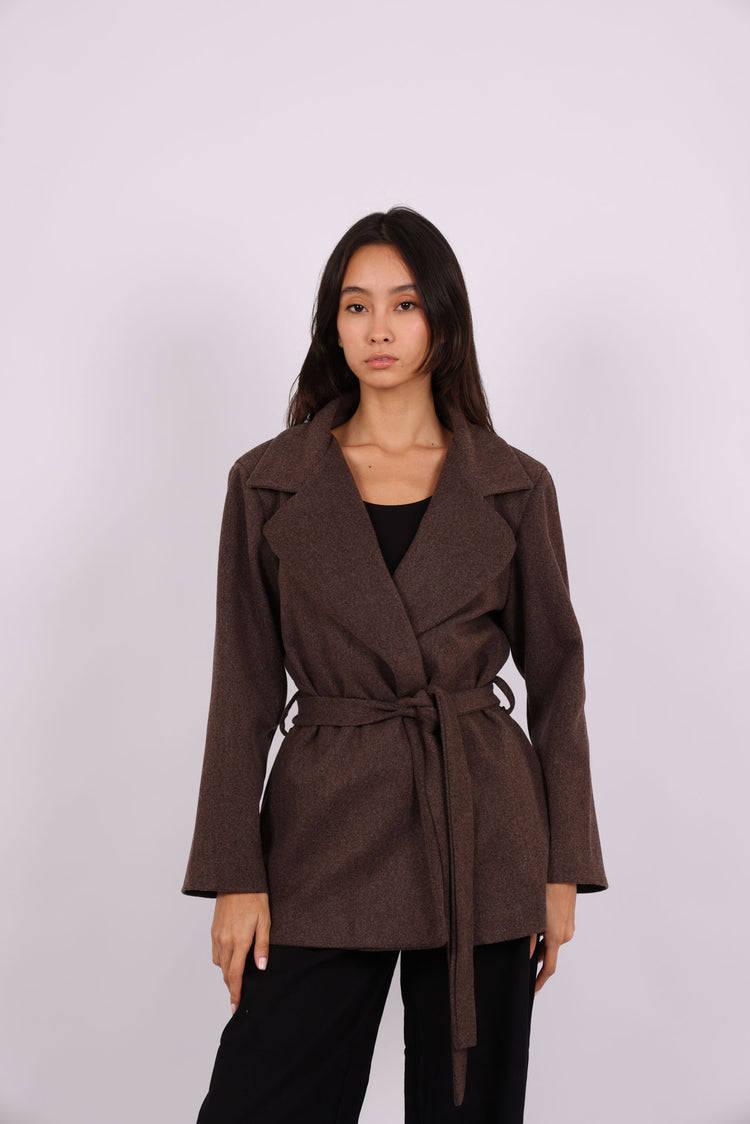 BELTED WOOL-BLEND JACKET
