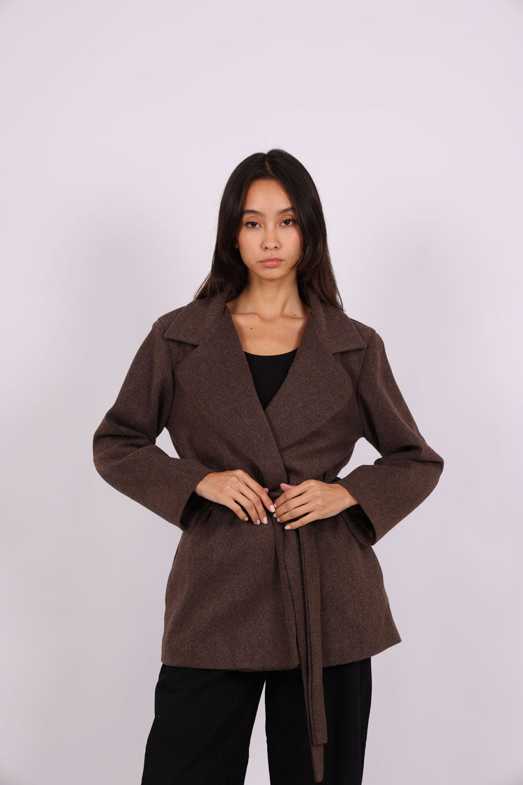 BELTED WOOL-BLEND JACKET