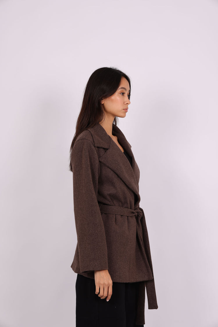 BELTED WOOL-BLEND JACKET