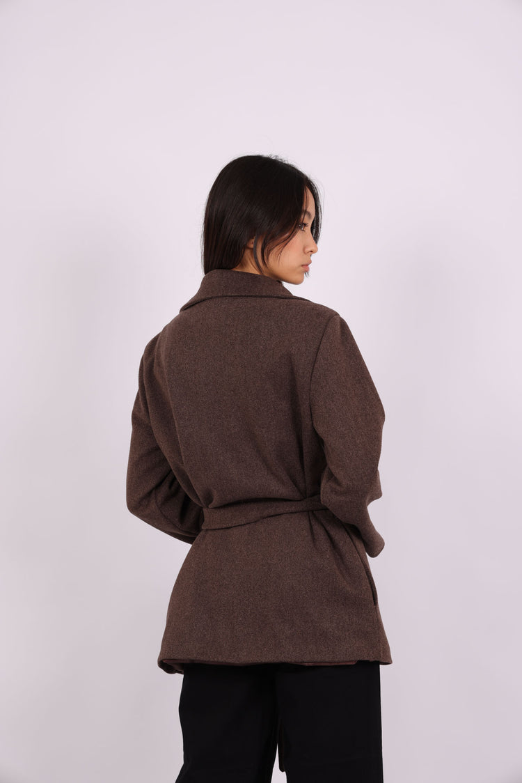 BELTED WOOL-BLEND JACKET