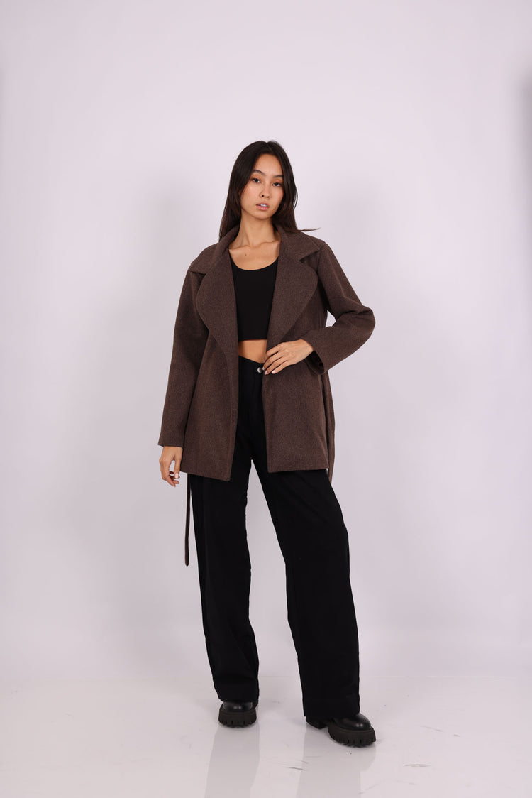 BELTED WOOL-BLEND JACKET