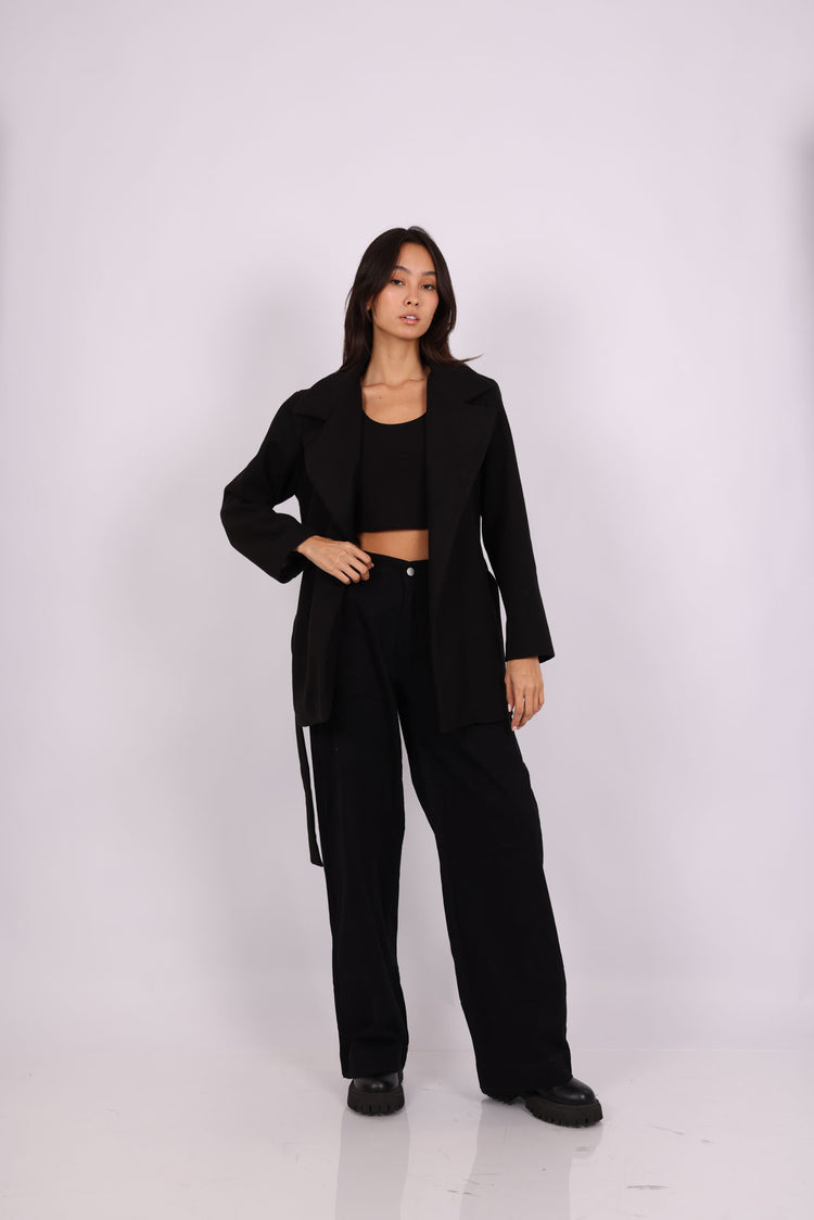 BELTED WOOL-BLEND JACKET