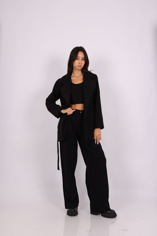 BELTED WOOL-BLEND JACKET