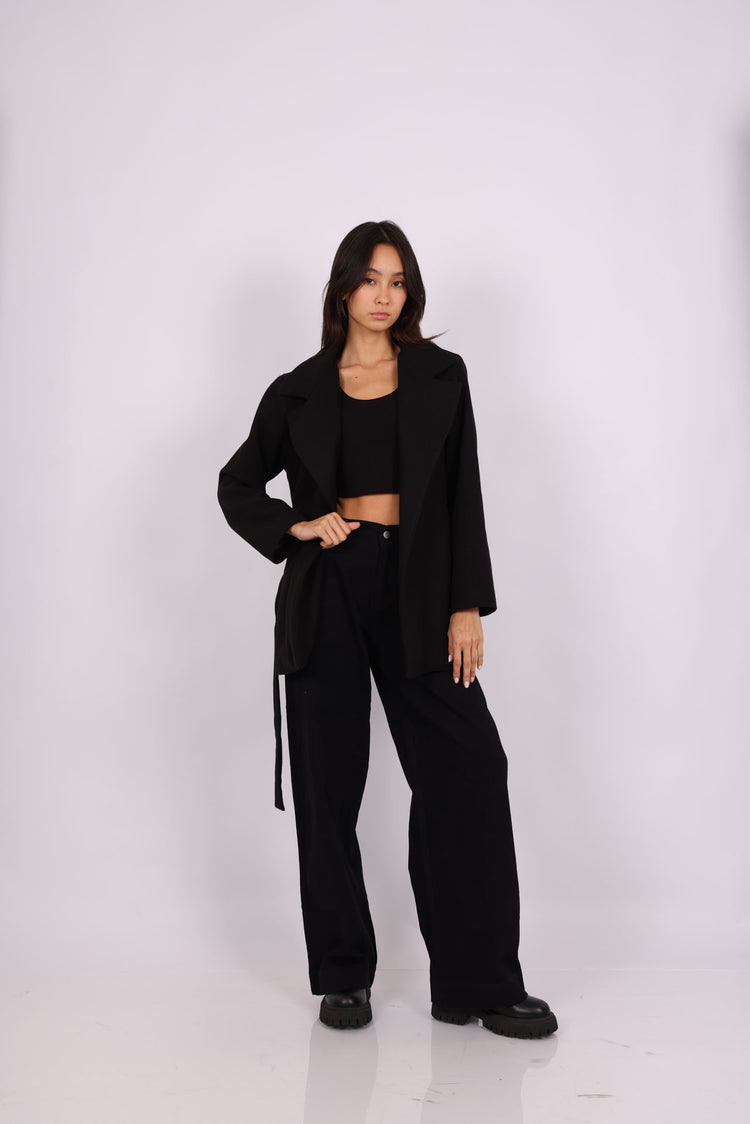 BELTED WOOL-BLEND JACKET