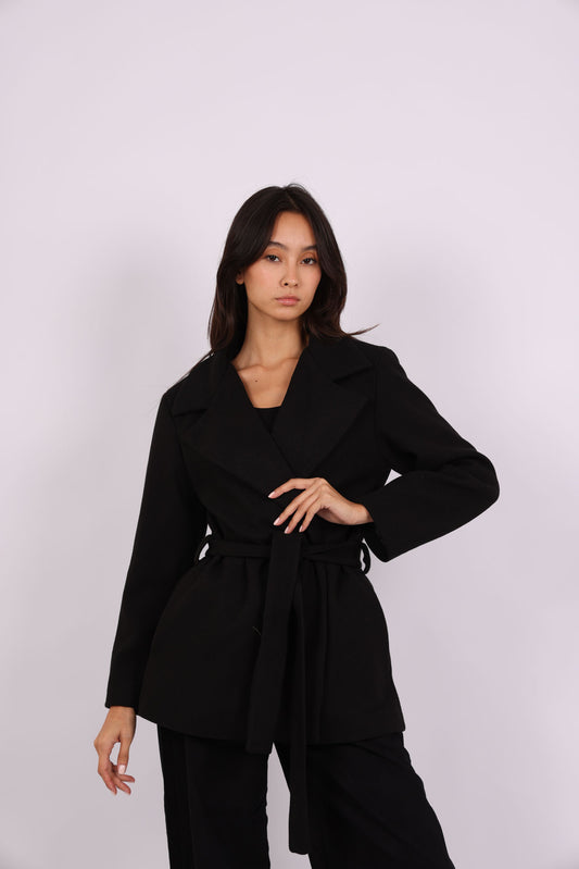 BELTED WOOL-BLEND JACKET