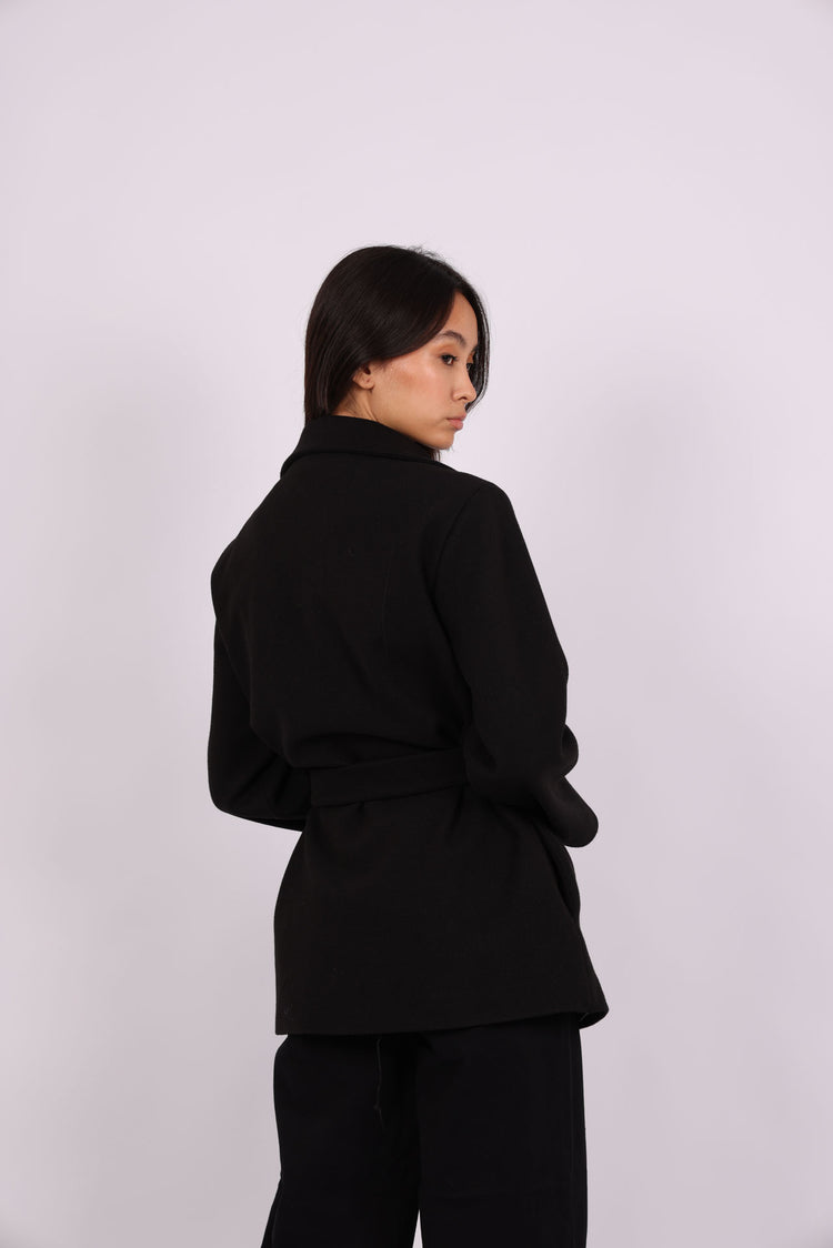 BELTED WOOL-BLEND JACKET