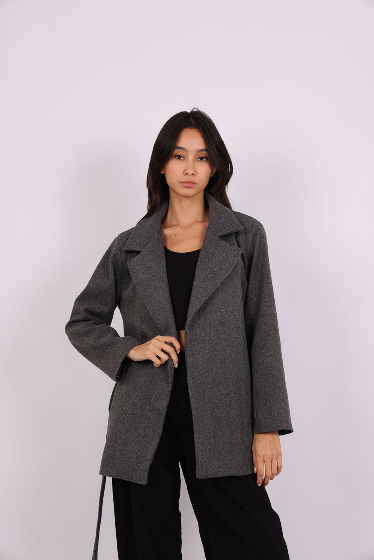 BELTED WOOL-BLEND JACKET