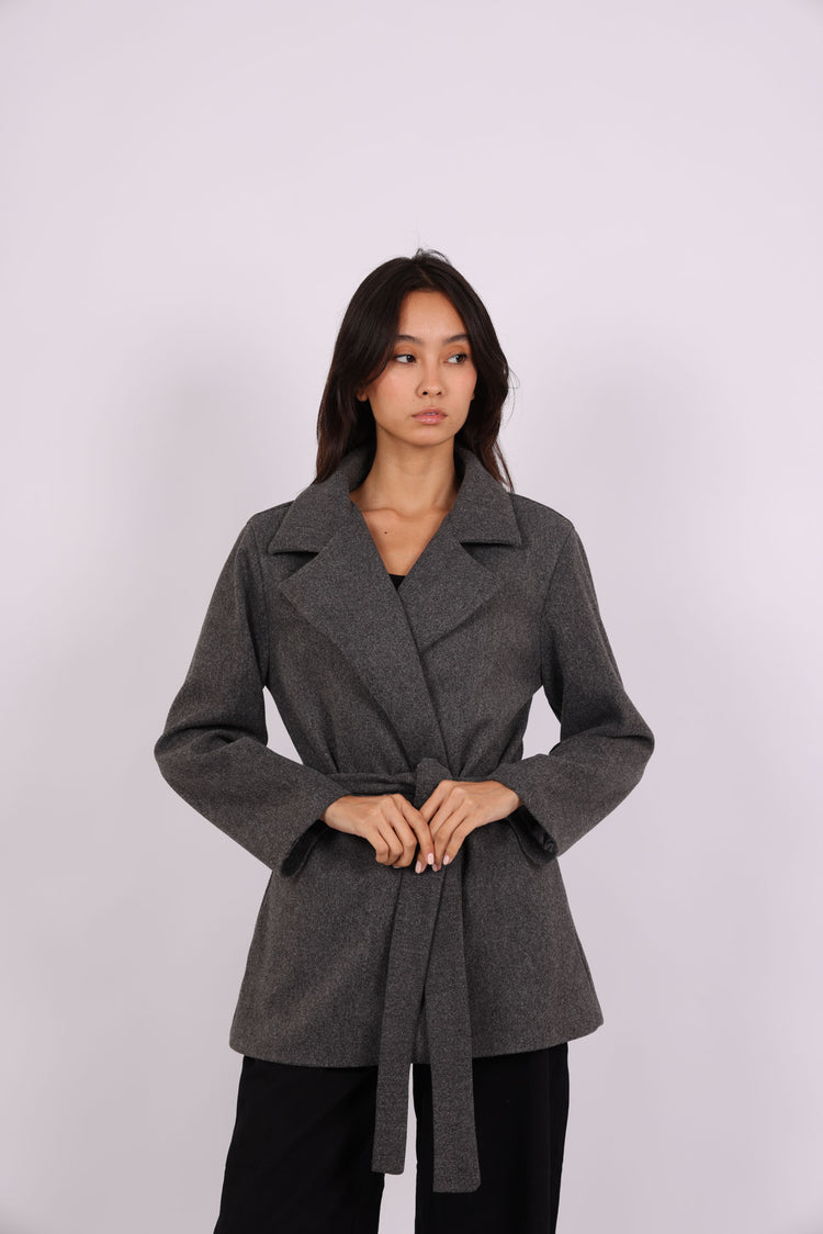 BELTED WOOL-BLEND JACKET
