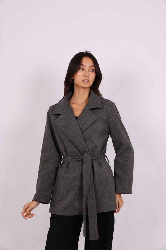 BELTED WOOL-BLEND JACKET