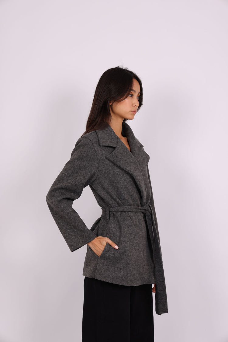 BELTED WOOL-BLEND JACKET
