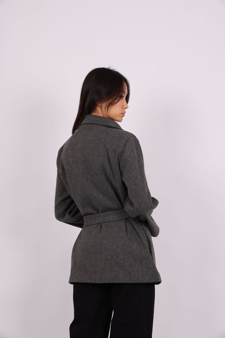 BELTED WOOL-BLEND JACKET