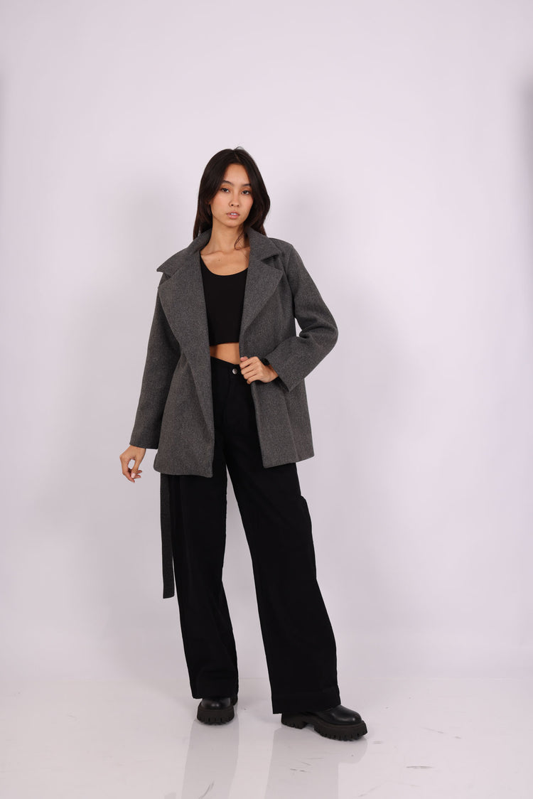 BELTED WOOL-BLEND JACKET