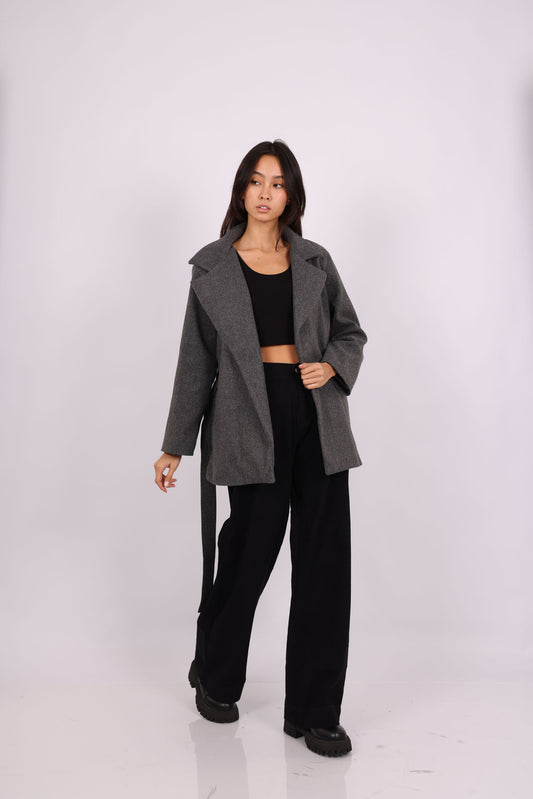 BELTED WOOL-BLEND JACKET