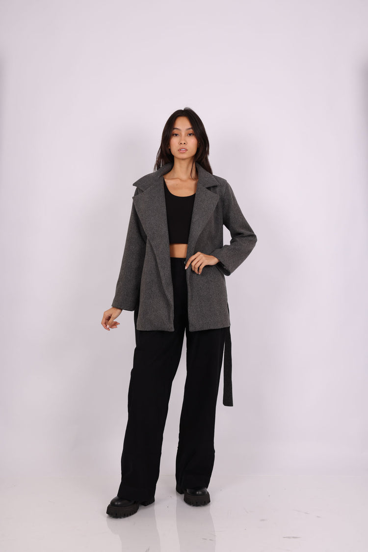 BELTED WOOL-BLEND JACKET