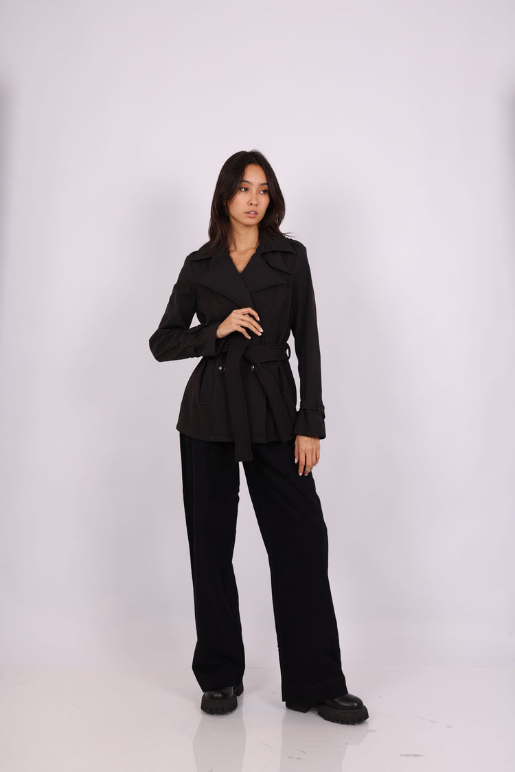 DOUBLE-BREASTED BELTED TRENCH COAT