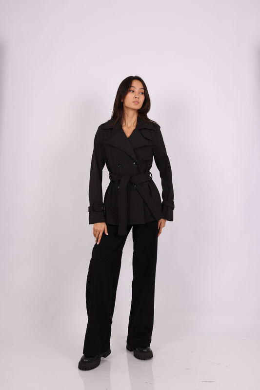 DOUBLE-BREASTED BELTED TRENCH COAT