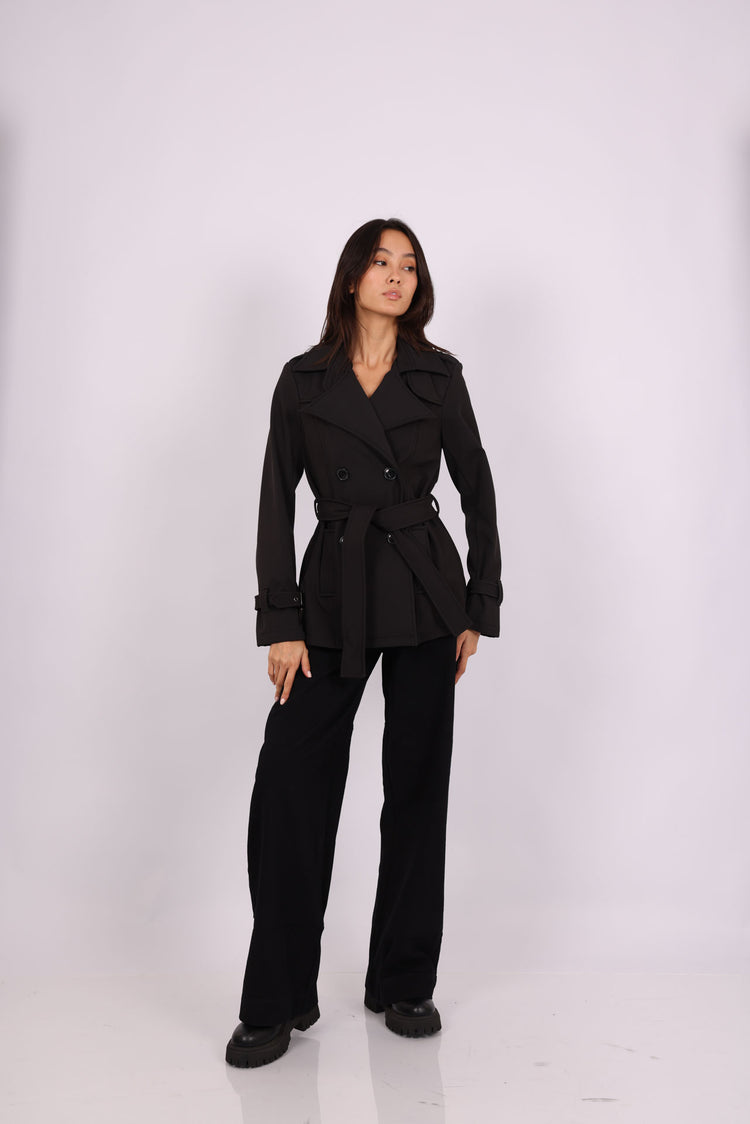 DOUBLE-BREASTED BELTED TRENCH COAT