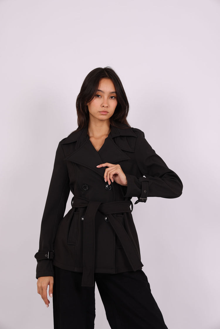 DOUBLE-BREASTED BELTED TRENCH COAT