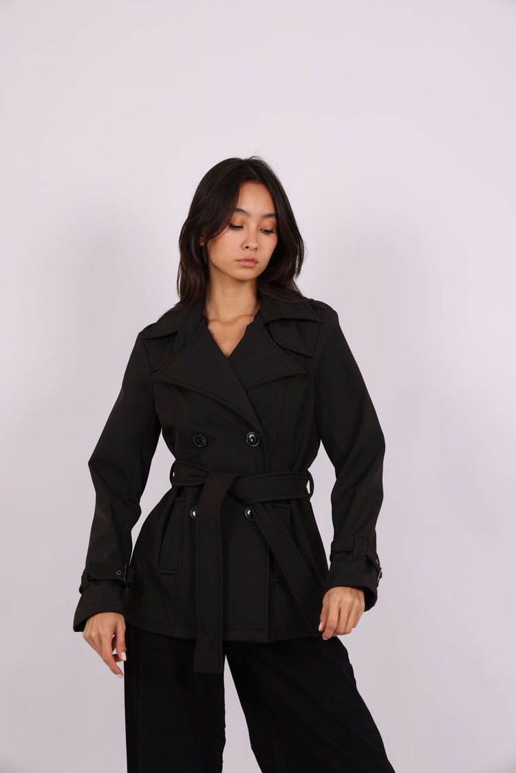 DOUBLE-BREASTED BELTED TRENCH COAT