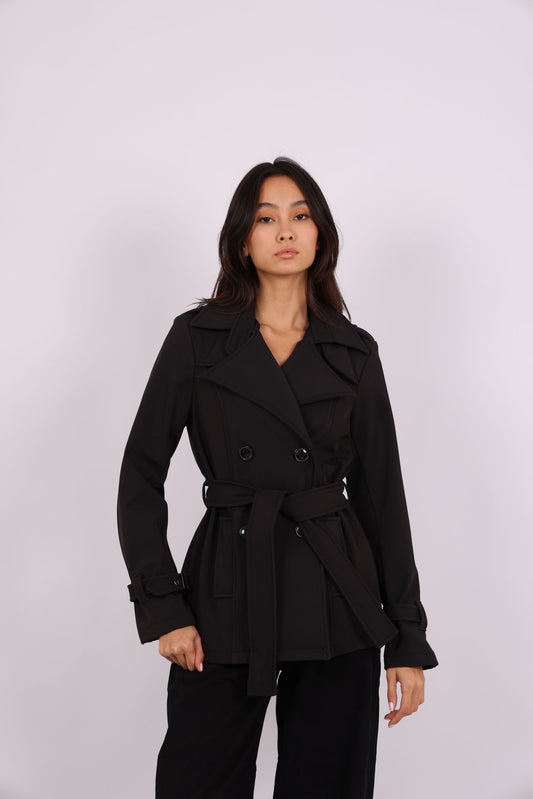 DOUBLE-BREASTED BELTED TRENCH COAT