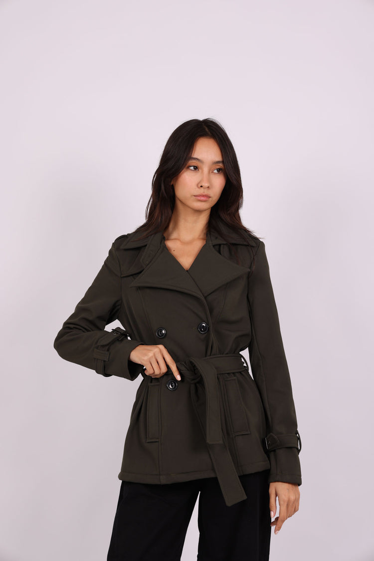 DOUBLE-BREASTED BELTED TRENCH COAT