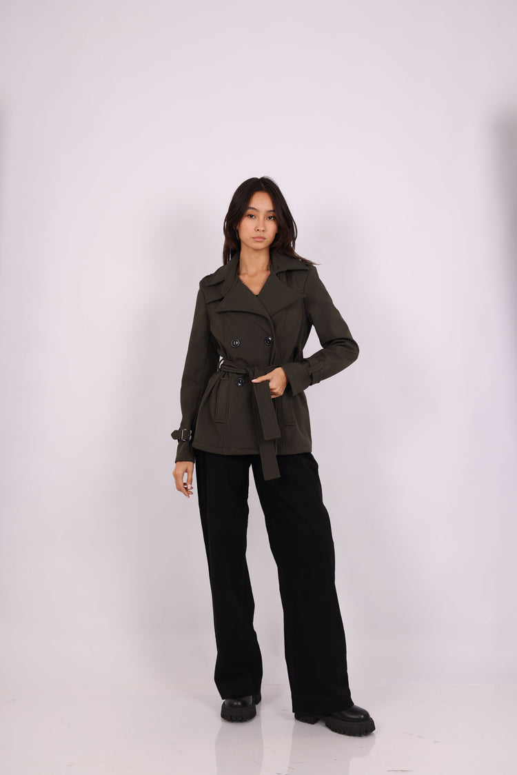 DOUBLE-BREASTED BELTED TRENCH COAT