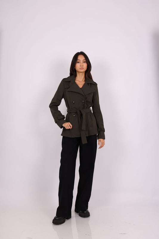 DOUBLE-BREASTED BELTED TRENCH COAT